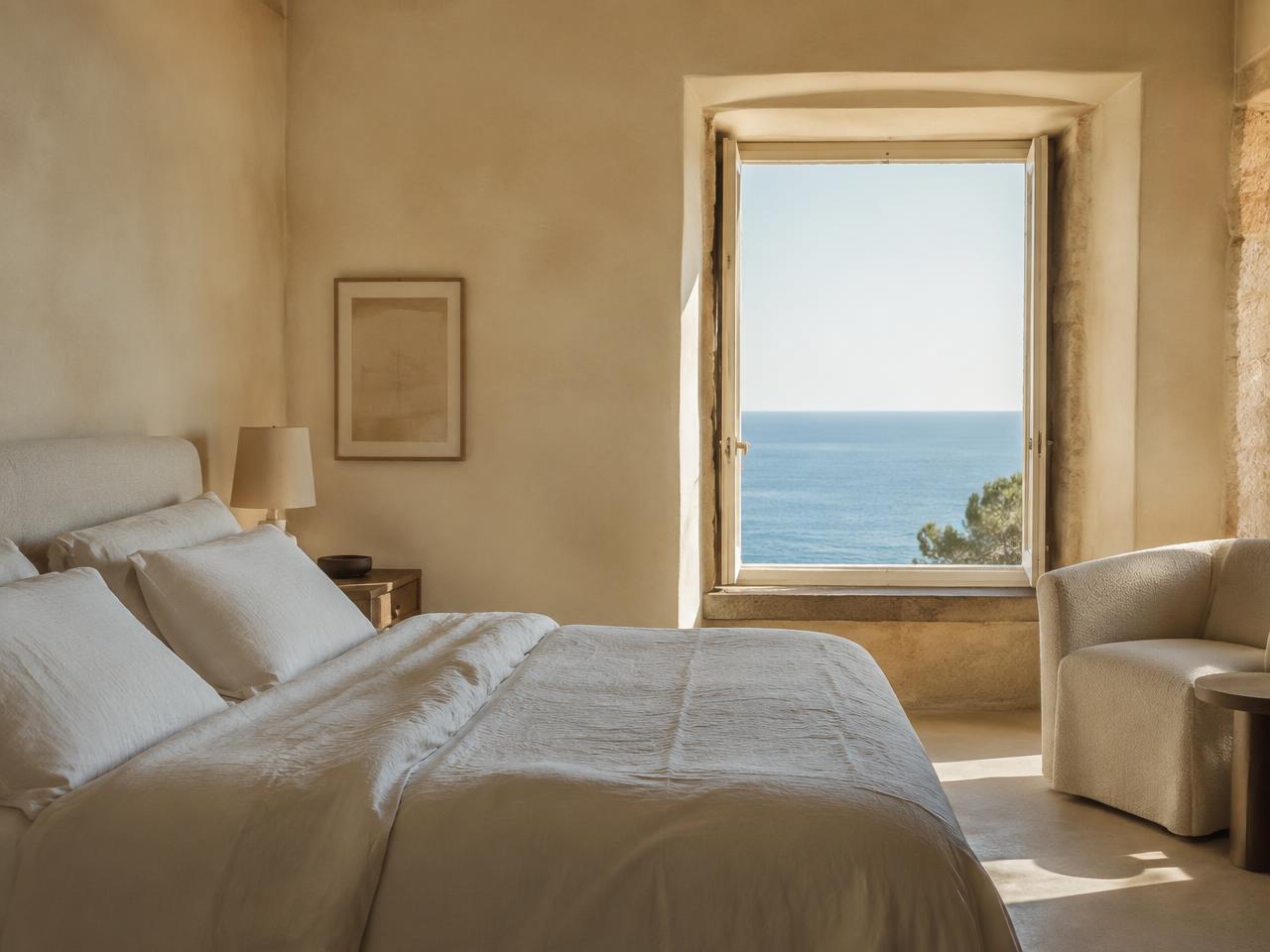 Chambre individuelle lumineuse avec vue sur la mer